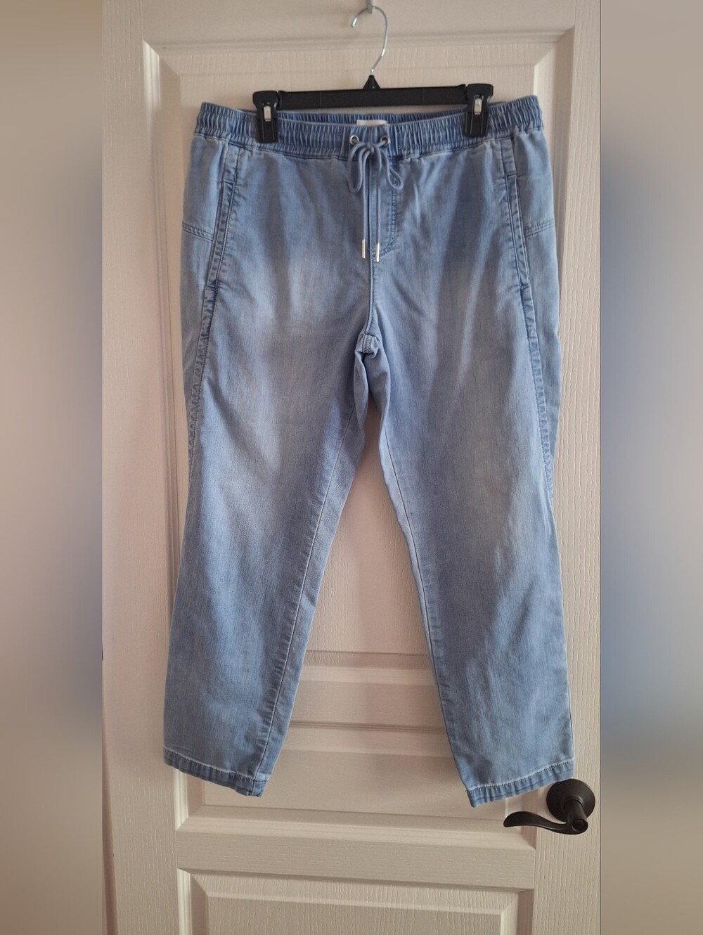 Ladie's Light Blue Elastic Waist Drawstring Jeans